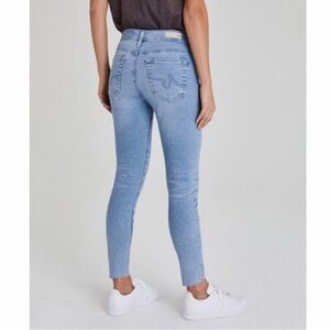 AG farrah Skinny Ankle Jeans mid rise Raw hem Blue
